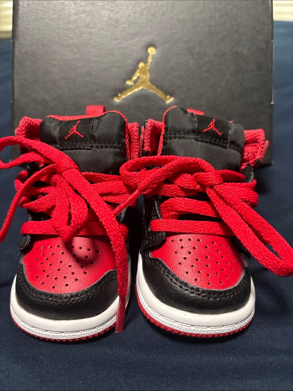 Jordan Kids Red and Black High-Top Sneakers